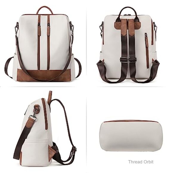 Large Convertible Leather Backpack Purse for Travel College Everyday Use main image 5